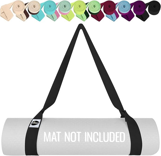 TECEUM Yoga Mat Strap – Extra Soft & Thick Cotton Carrier for All Mats | Adjustable Skin-friendly & Non-Slip Mat Holder Sling in 30+ Colors [Mat Not Included]