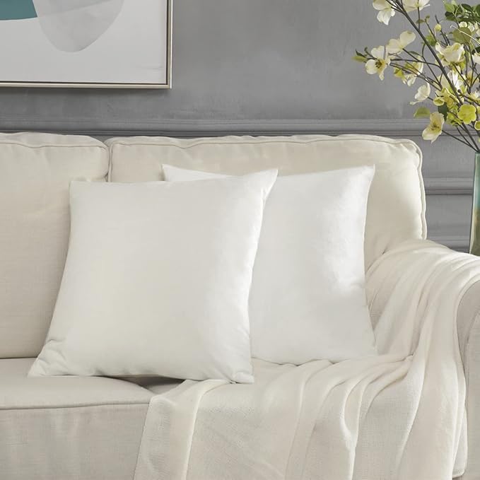 GIGIZAZA Throw Pillow Covers 26x26,Set of 2 Rice Ivory Square Couch Pillow Covers,Velvet Sofa Boho Cushion Pillows