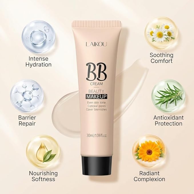 Korean BB Cream & Foundation 2-in-1 - Buildable Coverage Tinted Moisturizer with SPF, for a Natural Matte Finish & All-Day Wear (210 Medium)