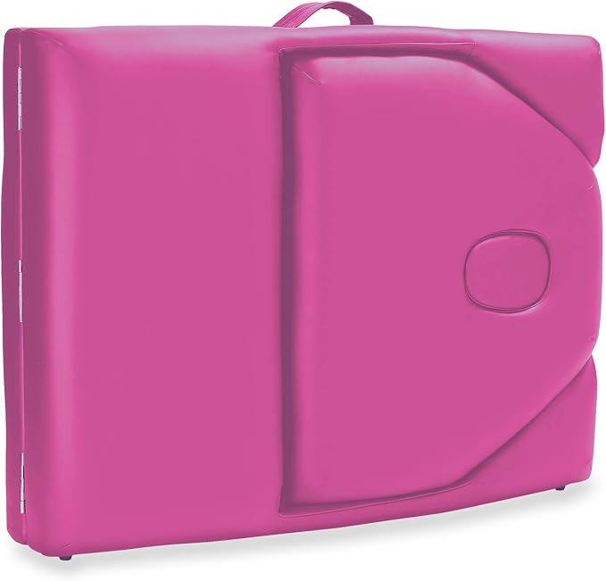 Saloniture Professional Portable Massage Table with Backrest - Hot Pink