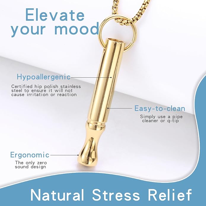 Mindfulness Breathing Necklace Stress Relief Pendant Stainless Steel Anxiety Breathe Necklace for Women Men
