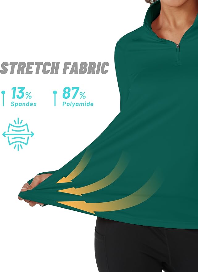 TACVASEN Women's Quarter Zip Sweatshirt Fleece Long Sleeve Workout Pullover | Lightweight Breathable Thermal Fabric,Mock Neck Design,Athletic Tops,Ideal for Gym Running Activities