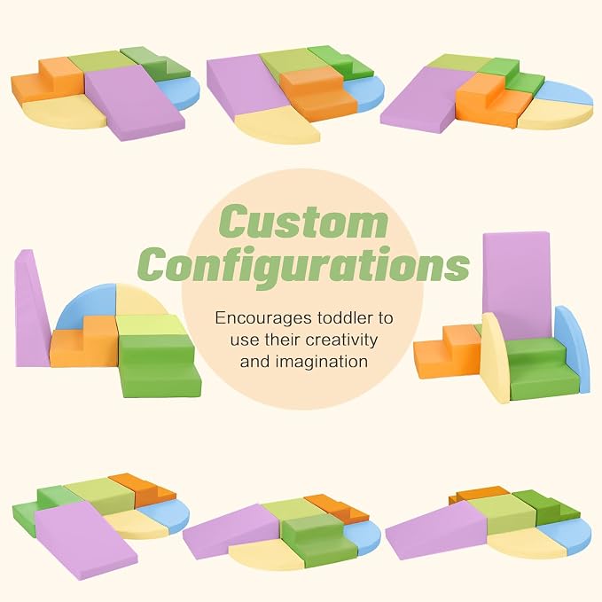 TODIBY 6-Piece Foam Climbing Blocks for Toddlers: Baby Foam Climbing Gym PU Leather Colorful Indoor Toy Building Blocks
