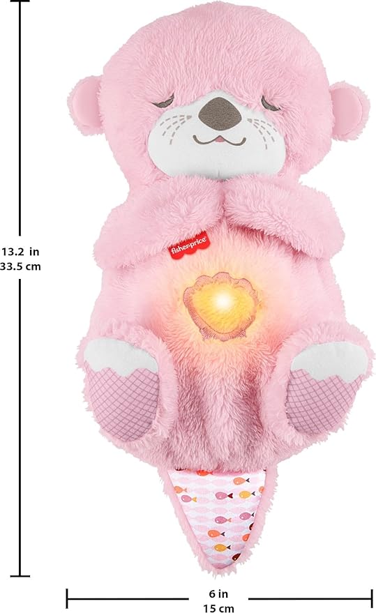 Fisher-Price Baby Toy Soothe ‘n Snuggle Otter Plush, Pink Portable Sound Machine with Breathing Motion & Lights for Newborns Ages 0+ Months