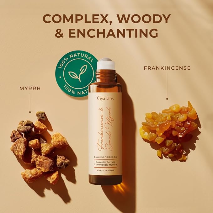 Frankincense Myrrh & Sleep Well Roll On Set - Essential Oils Aromatherapy Roll On with Essential Oil Set - 2x0.34 fl oz - Gya Labs