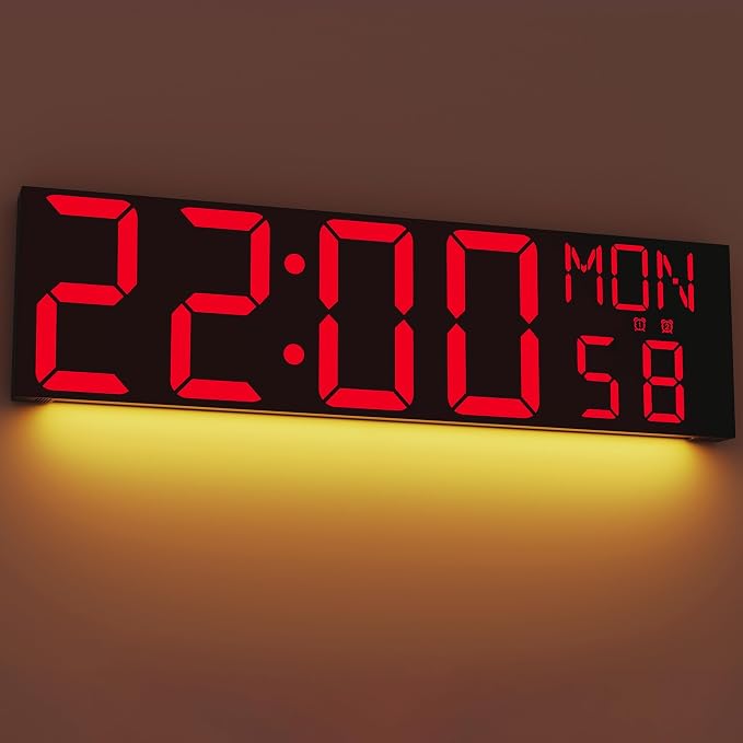 JALL 30" Oversize Digital Wall Clock, Extra Large LED Wall Clock with Remote, Giant Digital Clock with Jumbo Numbers for Living Room, Church (Black Shell Red Font)