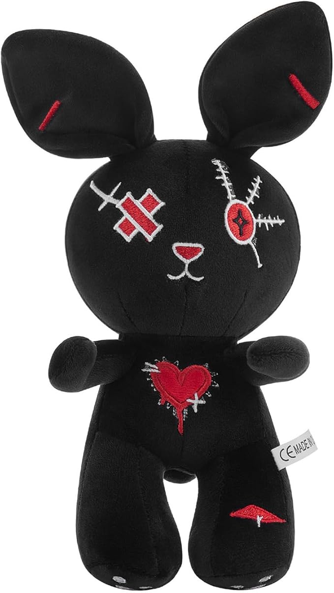 Halloween Bunny Easter Basket Fillers for Kids Gifts Plush Toy Stuffed Rabbit for Boys and Girls Classroom Hunting Egg Decoration (Black)