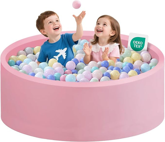 Ball Pit for Toddlers 47.24''x15.75'' Baby Ball Pit Soft Foam Ball Pits Round Lagre Kids Ball Pits Indoor and Outdoor Game Kids Play Ball Pool Ideal Gift for Children (Pink, NO Balls)