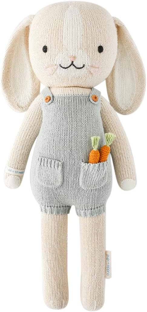 cuddle + kind Henry The Bunny Regular 20" Hand-Knit Doll – 1 Doll = 10 Meals, Fair Trade, Heirloom Quality, Handcrafted in Peru, 100% Cotton Yarn