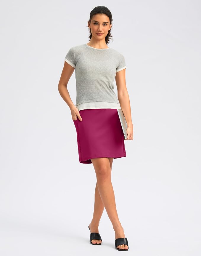 Women's 18" Skorts with 4 Side Pockets High Waisted Long Golf Skirt | Soft, Lightweight, Stretch, Breathable, Mesh Built-in Shorts, Athletic, Tennis, Dressy, Casual