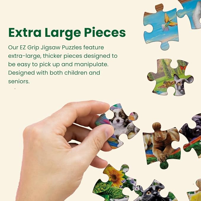 MasterPieces - 300 Piece Jigsaw Puzzle, Large EZ Grip Shapes, Afternoon Siesta, Fun for Adults, Seniors, Family, Kids, Matte Finish, 18"x24"