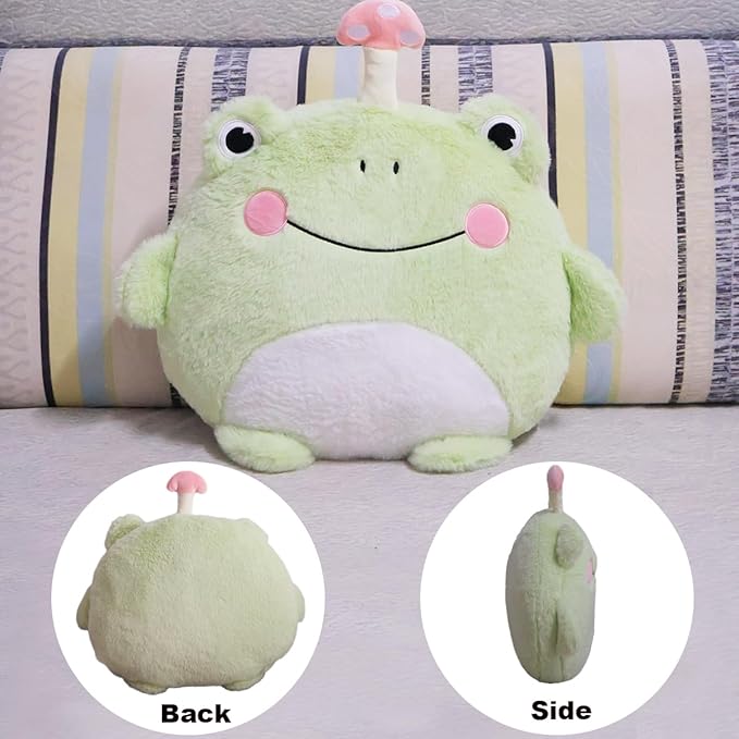 Frog Plush Pillow, Cute Frog Stuffed Animal Plush Toy Throw Pillow Kawaii Plushies Gift for Kids Girls Adults Valentines Birthdays