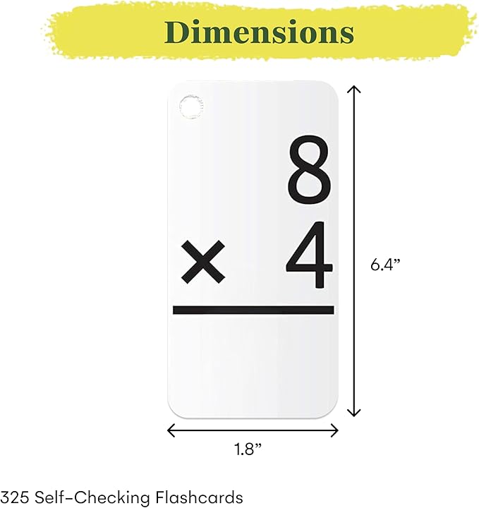 Star Right 325 Math Flash Cards - Multiplication and Division Flash Cards with 4 Metal Rings - Hole-Punched Math Flashcards for 3rd to 6th Grades - Ideal Math Game Practice Tool - 6.4 x 1.8 Inches