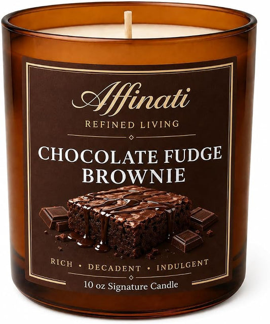 Affinati Chocolate Fudge Brownie 10 oz Scented Candle – Long Lasting Luxury Soy Blend Candle for Home, Strong Scent Throw Rich Dessert Gourmand Bakery Candle, Premium Home Fragrance Gift