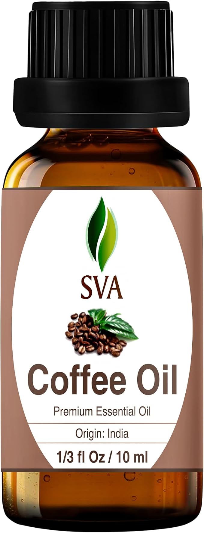 SVA Coffee Essential Oil 1/3 Fl Oz – for Diffuser, Skin & Hair Care – Ideal for Massage & DIY Blends – with Dropper