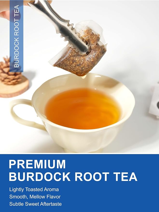 TeeLux Burdock Root Tea Bags, Caffeine-Free Herbal Tea, Smooth Mellow Flavor, Lightly Toasted Aroma, Hot or Iced, 50 Count