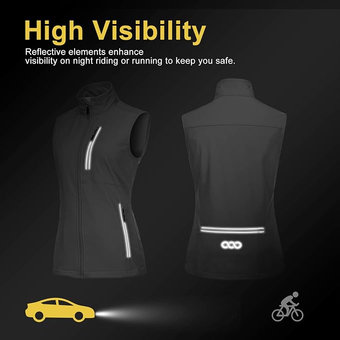 33,000ft Women's Lightweight Running Vest Outerwear with Pockets, Windproof Sleeveless Jacket for Golf Hiking Travel