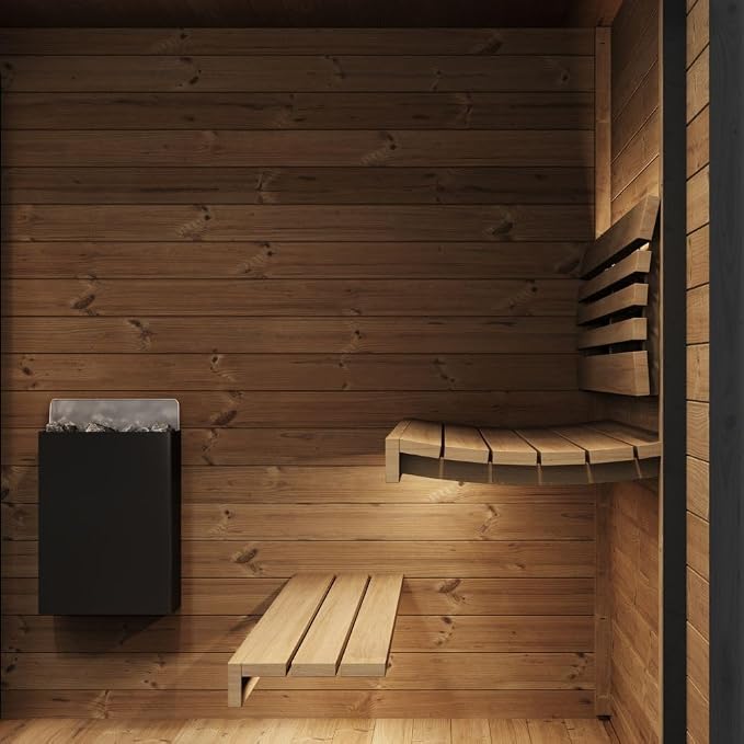 GL6 Outdoor Sauna Kit, Garden Luxury-Series Outdoor DIY Sauna Kit, Thermo-Spruce, up to 6 Persons Bundles (Sauna Heater and Sauna Stones Included) (HIVE MINI 11 WiFi - Black)