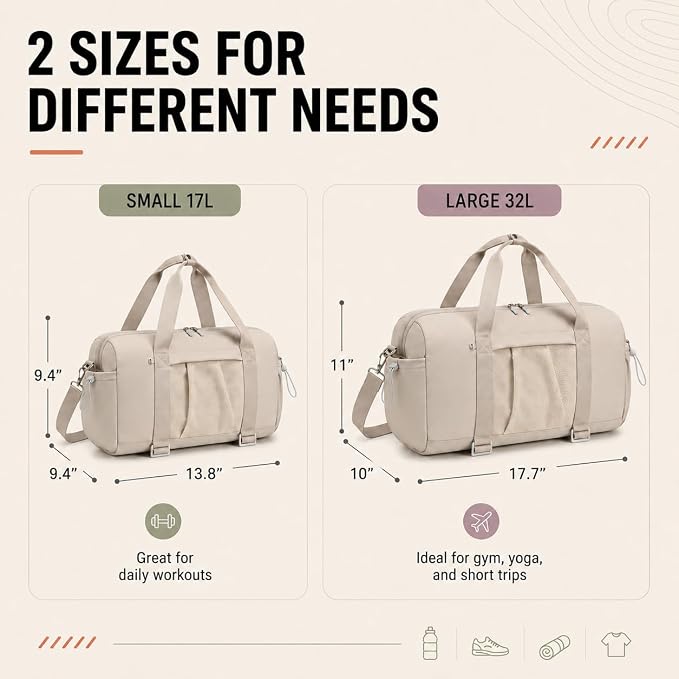 Gym Bag for Women Gym Duffle Bag with Shoe Compartment and Wet Pocket Carry On Overnight Weekender Duffel Bag for Travel Sports Yoga