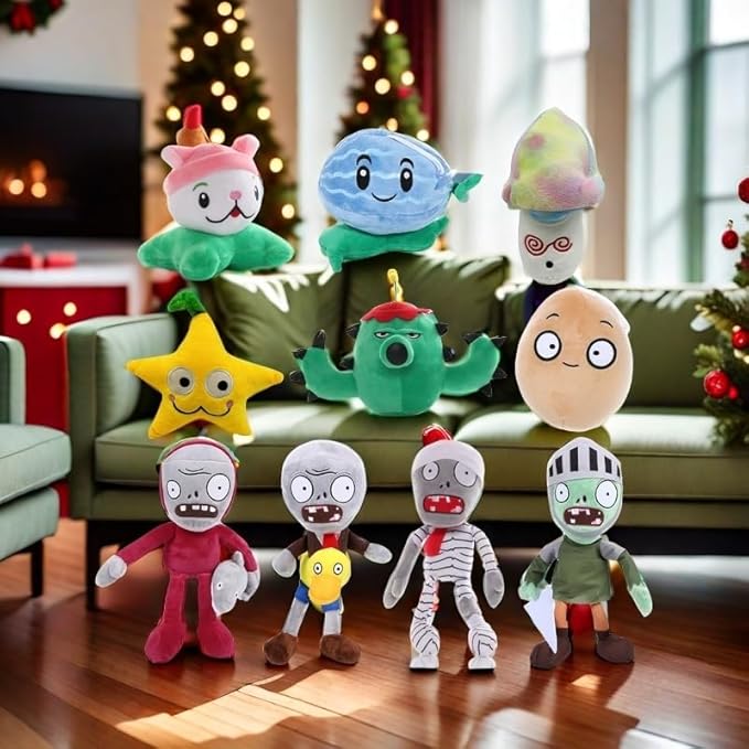 JHESAO 10 PCS Plants and Zombies Plush Zombies Plants Sets Toy, 1 2 Stuffed Soft Doll PVZ Plush Figure Doll New