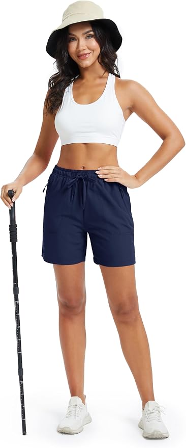 MAGCOMSEN Women's 5" Hiking Shorts UPF 50+ Quick Dry Lightweight Athletic Running Golf Summer Casual Shorts with Pockets