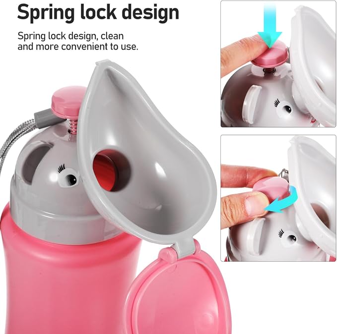 Mipcase 2pcs Portable Travel Urinal for Kids : Emergency Car Potty Cute Elephant Design Toddler Pee Training Cup for Boys & Girls