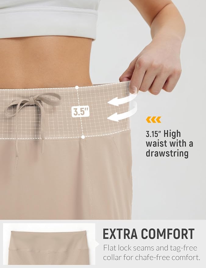 baleaf Women's 16" Hiking Cargo Skort with Pockets Knee Length Skirts | 4 Cargo Pockets, High Waisted, Built-In Shorts, UPF 50+ Sun Protection, Quick Dry, Stretch, Hiking, Golf, Outdoor, Casual