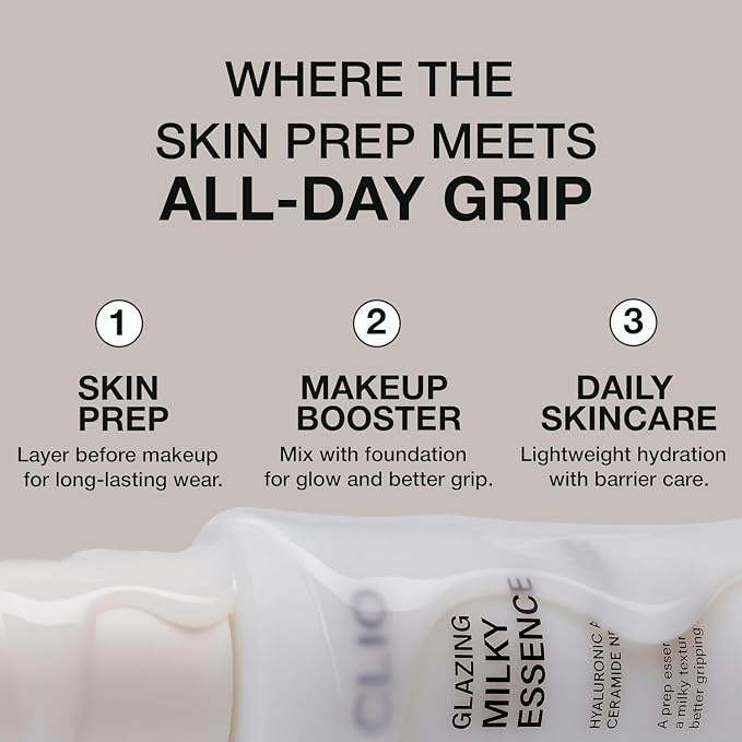 CLIO Glazing Milky Essence, Rice PDRN Toner for Boosting Radiant Glass Skin, Lightweight Hydrating Skin Prep for Makeup, Ceramide Skin Barrier Care for Sensitive Skin, Korean Skincare (4.05 Fl Oz)