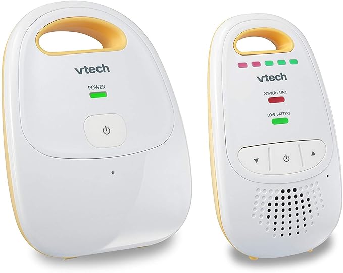 VTech Audio Baby Monitor — No Static DECT 6.0, No WiFi, Hack-Proof | 8Hr Battery, Belt Clip, 1000ft Range, 5-Level Sound Indicator | DM111