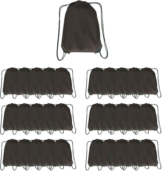 Drawstring Backpack Bulk 30 packs Draw String Backpack Bags DIY Gym Sports trip Traveling Yoga ride Pedestrianism Cinch Bag Sackpack Drawstring (black)