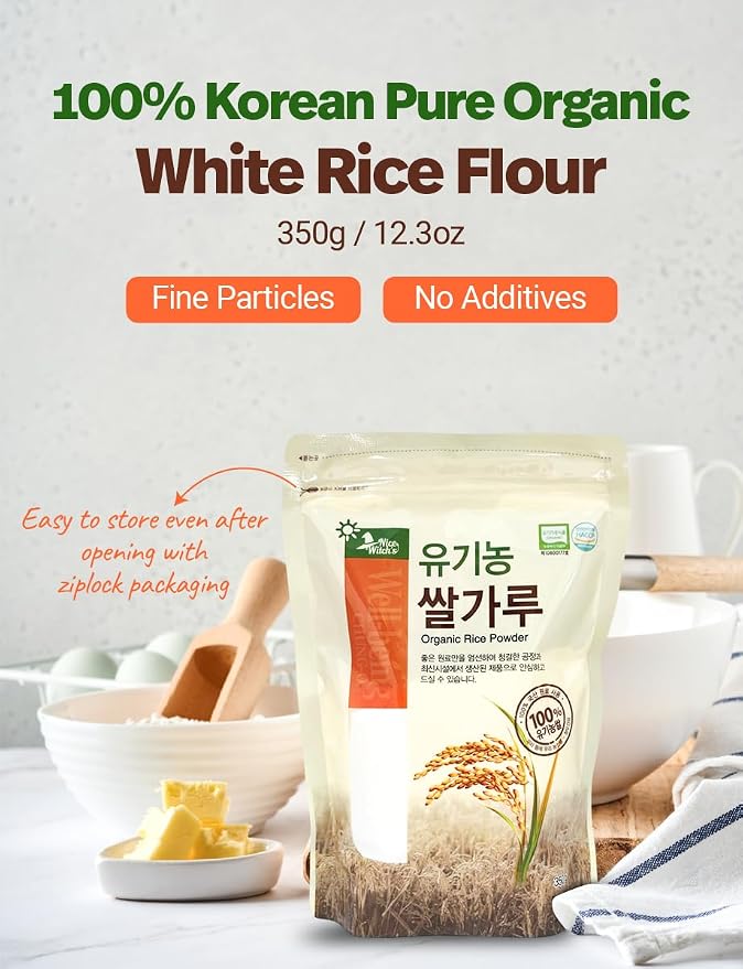 Korean 100% Pure Organic Rice Flour 350g/12.3oz - 유기농 쌀가루 Baking, Cake, Rice Gruel