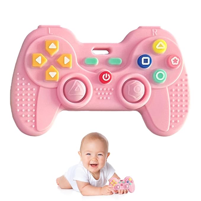 Hooku Silicone Teething Toys for Babies 0-6 Months, Teethers for Babies 6-12 Months, Remote Teether for Baby, Sensory Toys for Babies, Baby Chew Toys