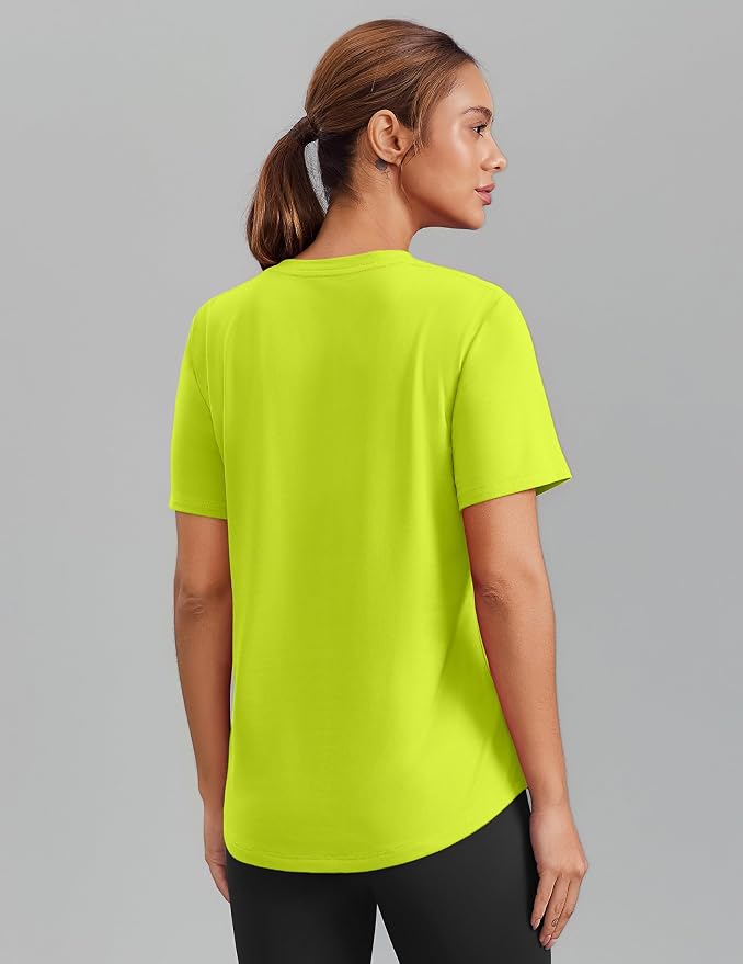 PINSPARK Soft Workout Tops for Women Short Sleeve V Neck Moisture Wicking UPF 50+ Sun Protection Quick Dry Gym Shirts