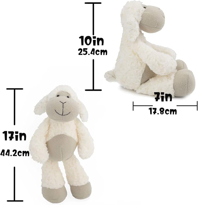 17" Cuddly White/Cream Huggable Sheep Stuffed Animals for Boys and Girls,Soft and Adorable Stuffed Lamb Plush Toys for Newborn Babies,Great Gifts on Birthday,Easter