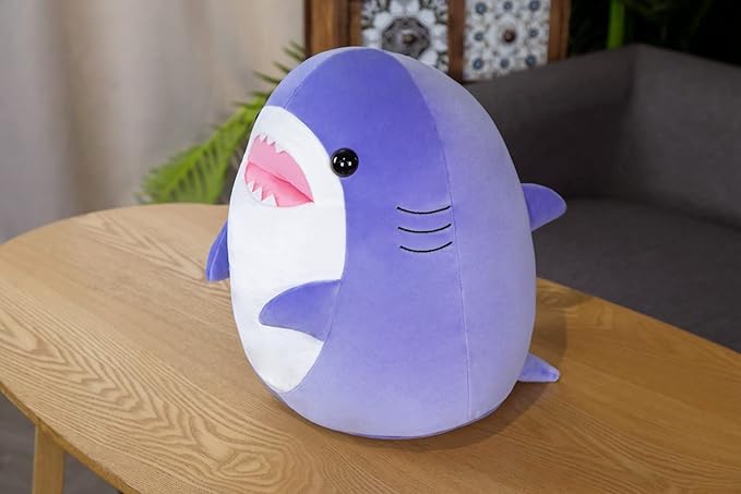 12.9 Inch Soft Purple Shark Plush Hugging Pillow - Cute Shark Stuffed Animal Plushie for Kids