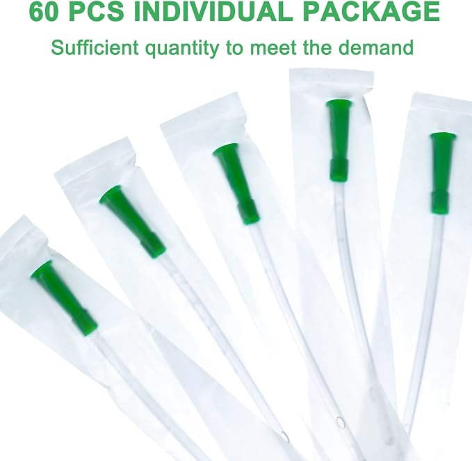 Nuanchu PVC Replacement Tubings Supplies Tubes Kit Clear Replacements Hose with Flexible Rounded End for Smooth Insert(14 FR,60 Pieces)