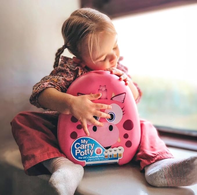 My Carry Potty - Pink Dragon Travel Potty, Award-Winning Portable Toddler Toilet Seat for Kids to Take Everywhere