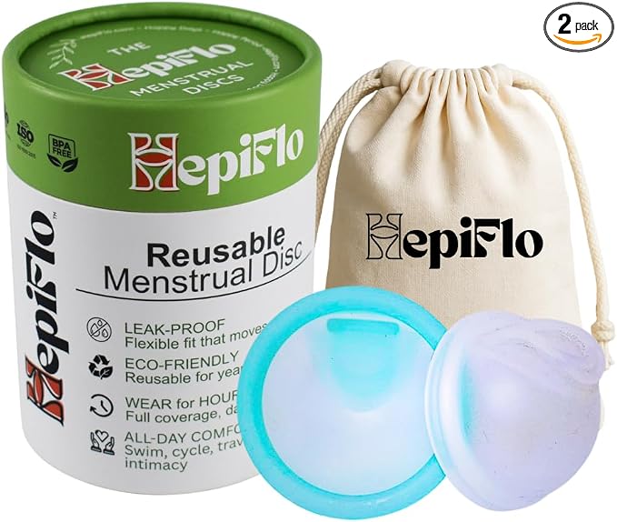 Menstrual Disc Combo – Reusable Disc in 2 Sizes (Small & Large) – Medical-Grade Silicone, Leak-Free, Non-Toxic, 12-Hour Wear, Easy Removal Pull Tab, Eco-Friendly Period Solution