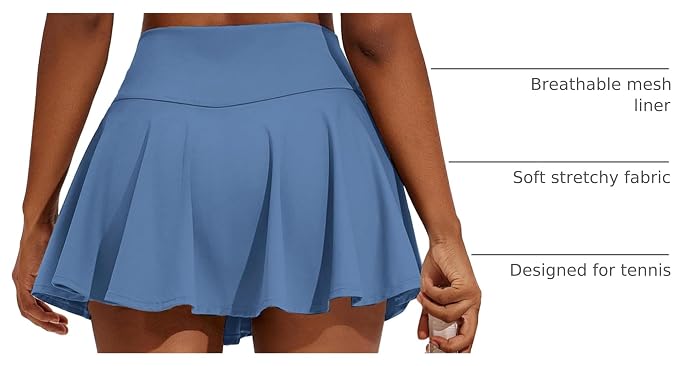 PINSPARK Womens Tennis Skirt 14" Pleated Athletic Golf Skorts with Pockets | High Waist, Tummy Control, Mini, Breathable, Lightweight, Soft, Built in Shorts, Pickleball, Casual