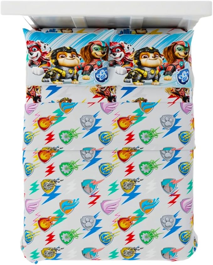 Paw Patrol 2 The Movie Bedding Super Soft Microfiber 4 Piece Full Size Sheet Set, (Official Licensed Product) by Franco