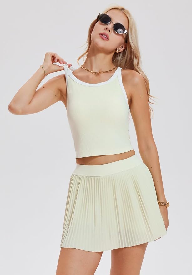 AFZ Women Pleated Tennis Skirt Set Golf Pickleball Outfits Two Pieces Athletic Dress with Built in Shorts