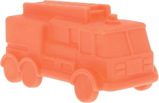 Nuby Vehicle Bath Toys - 5-Pack - Soft, Stackable Toddler Bath Toys - No-Hole Design for Easy Cleaning - 6+ Months - Bulldozer, Excavator, Dump Truck, Ambulance, and Fire Truck