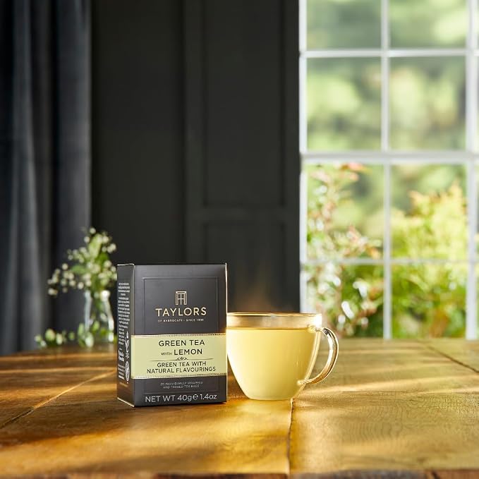 Taylors of Harrogate Green Tea with Lemon, Individually Wrapped Bags, 20 Count (Pack of 6), Citrussy, Mellow and Light, Caffeinated, Enjoy Hot or Iced, 120 Teabags Total