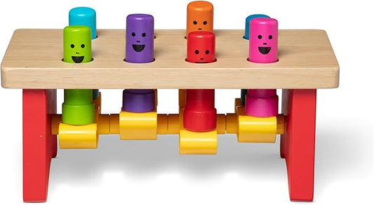 Melissa & Doug Deluxe Pounding Bench Wooden Preschool Learning Toy with Mallet