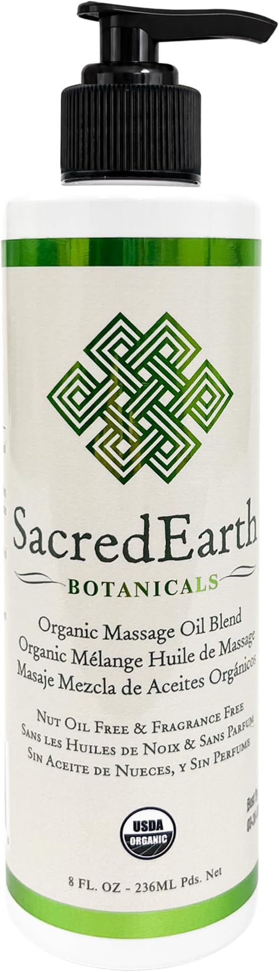 Organic Massage Oil Blend (8oz) - Unscented, Nut Oil Free, Gluten Free and USDA Certified Organic
