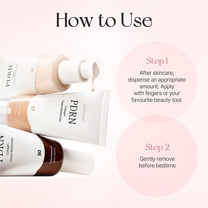 mixsoon PDRN Collagen Tinted Moisturizer - Skincare-Infused Base with Rice PDRN & Peptides, 24H Vibrant Glow & Luminous Hydration, 10 Shades 50ml / 1.69 fl.oz. Korean Glass Skin (No. 21 Soft)