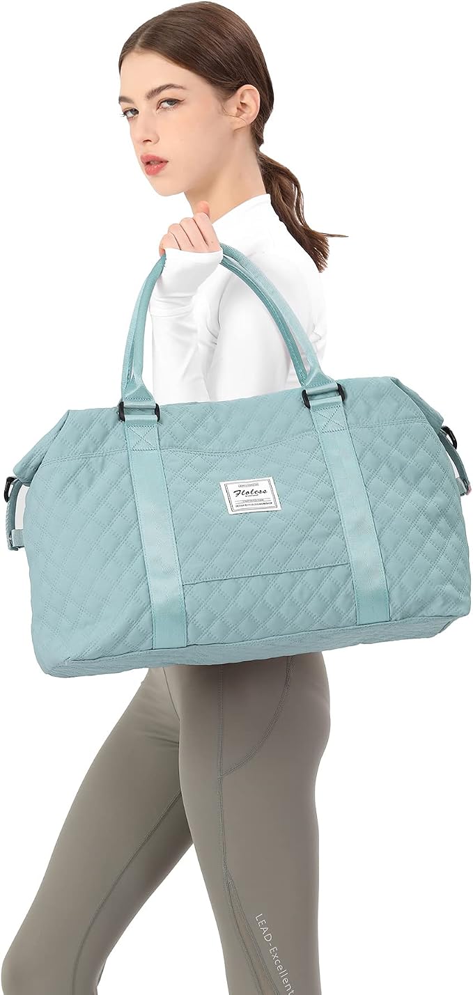 Travel Duffel Bag, Carry On Overnight Weekender Bags for Women | Travel Bag with Wet Pocket & Trolley Sleeve, For Spirit Airlines 18x14x8 Personal Item Bag