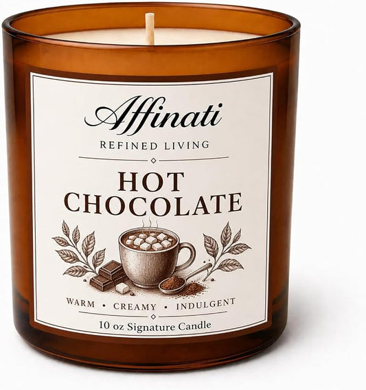 Affinati Hot Chocolate 10 oz Scented Candle – Long Lasting Winter Holiday Soy Blend Candle for Home, Strong Scent Throw Cocoa Marshmallow Gourmand Candle, Premium Home Fragrance Gift