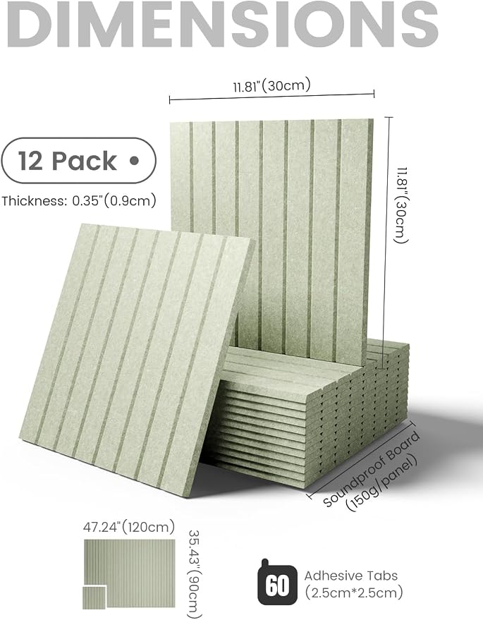 Fluxynara 48" x 36" Large Felt Bulletin Board, Sage | 12 Pack Cork Board Alternative with 60 Safe Adhesive Tabs, Pin Boards for Wall Decor, Home, Office, Classroom,Dorm