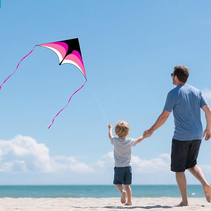 Mint's Colorful Life Delta Kite for Kids & Adults, Extremely Easy to Fly Kite for Beach Trip, Best Kites for Beginners, 300ft String Handle Included